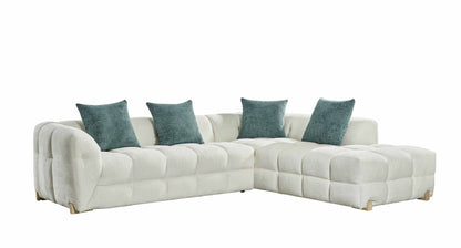 Genoa Modern L-Shape Corner Sofa Beige Right Hand Plush Cushioned Comfort