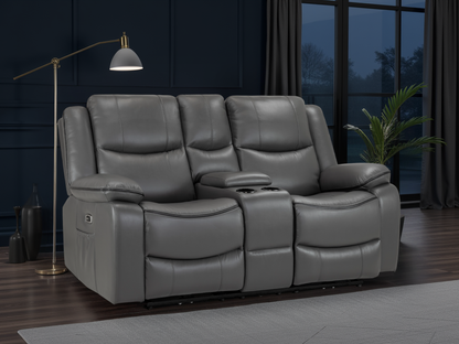 Harald Electric Recliner Sofa: Plush Grey 2-Seater, High-Back Comfort