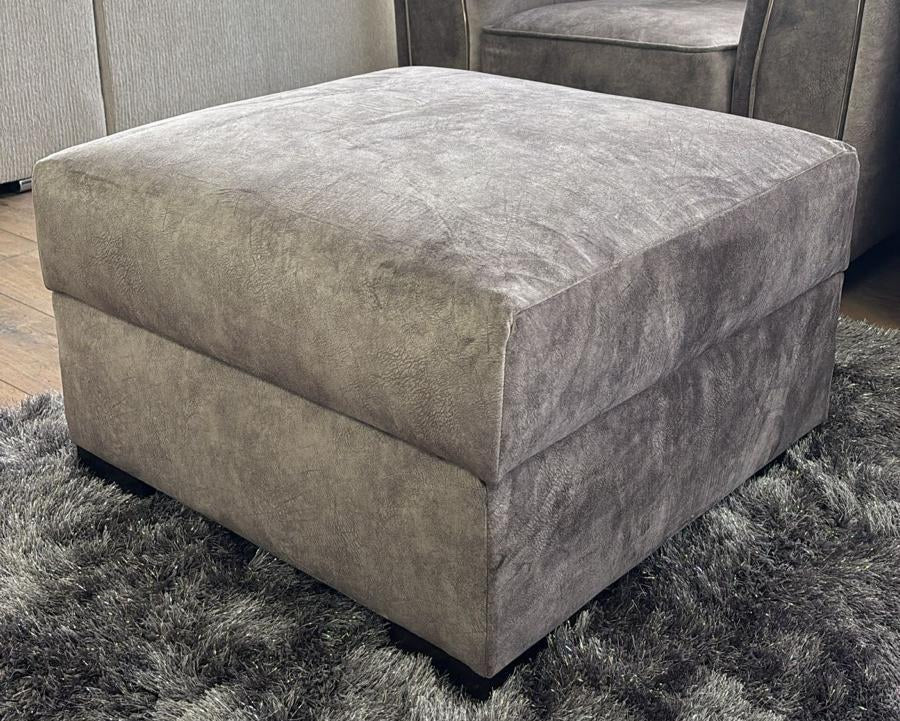 Serena Brown Plush Fabric Footstool: Comfortable, Stylish Living Room Ottoman