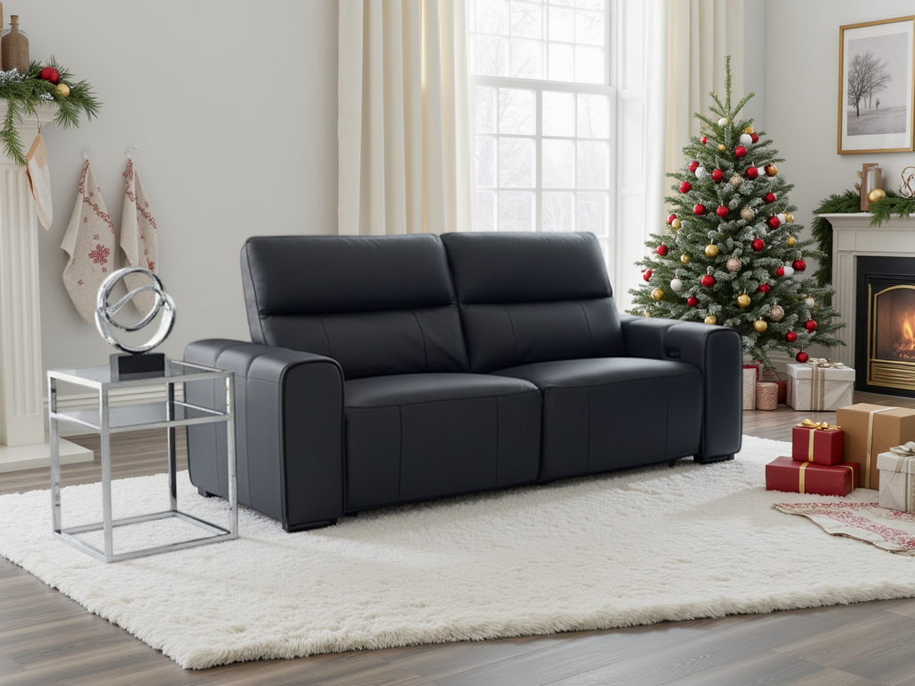 Premium Bellagio Black Genuine Leather Electric Recliner 3-Seater Sofa