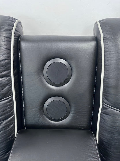 Emilay Premium Leather Electric Recliner 3 & 2 Seater Sofa with Cooling Cupholders, Integrated Speaker System, Reading Lights and Wireless Charging