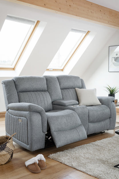 Linden Plush Grey 2-Seater Electric Recliner Sofa - Ultimate Comfort Lounge