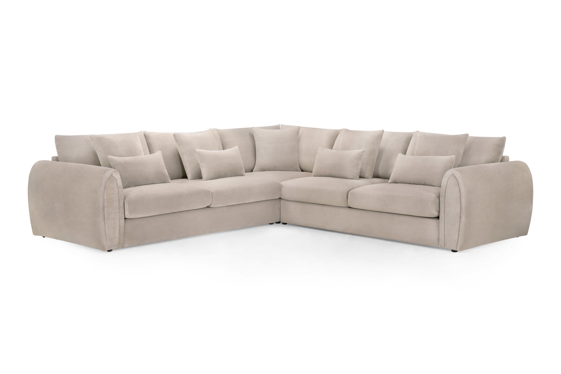 Mirabel Mocha Large Corner Velvet Sofa - Spacious, Comfortable, Removable Cushions