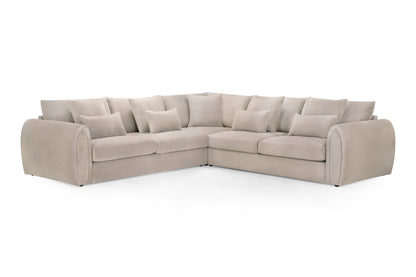 Mirabel Mocha Large Corner Velvet Sofa - Spacious, Comfortable, Removable Cushions