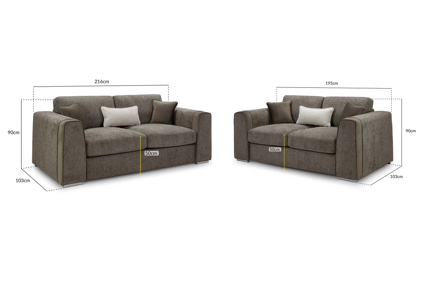 Luxurious Naples Mocha 3+2 Sofa Set, Velvet Trimmed, Ultimate Comfort