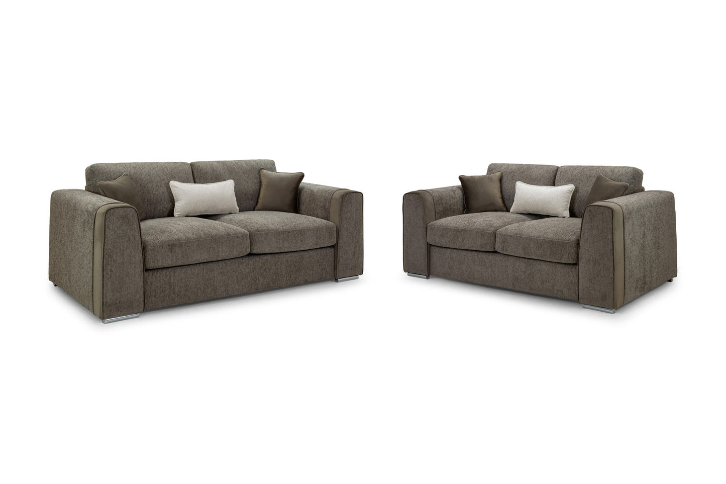 Luxurious Naples Mocha 3+2 Sofa Set, Velvet Trimmed, Ultimate Comfort