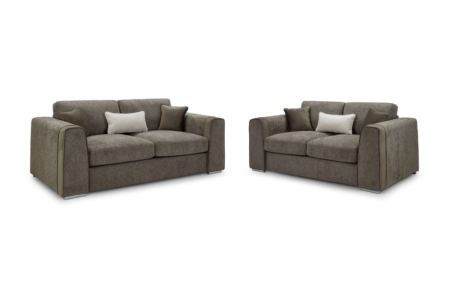 Luxurious Naples Mocha 3+2 Sofa Set, Velvet Trimmed, Ultimate Comfort