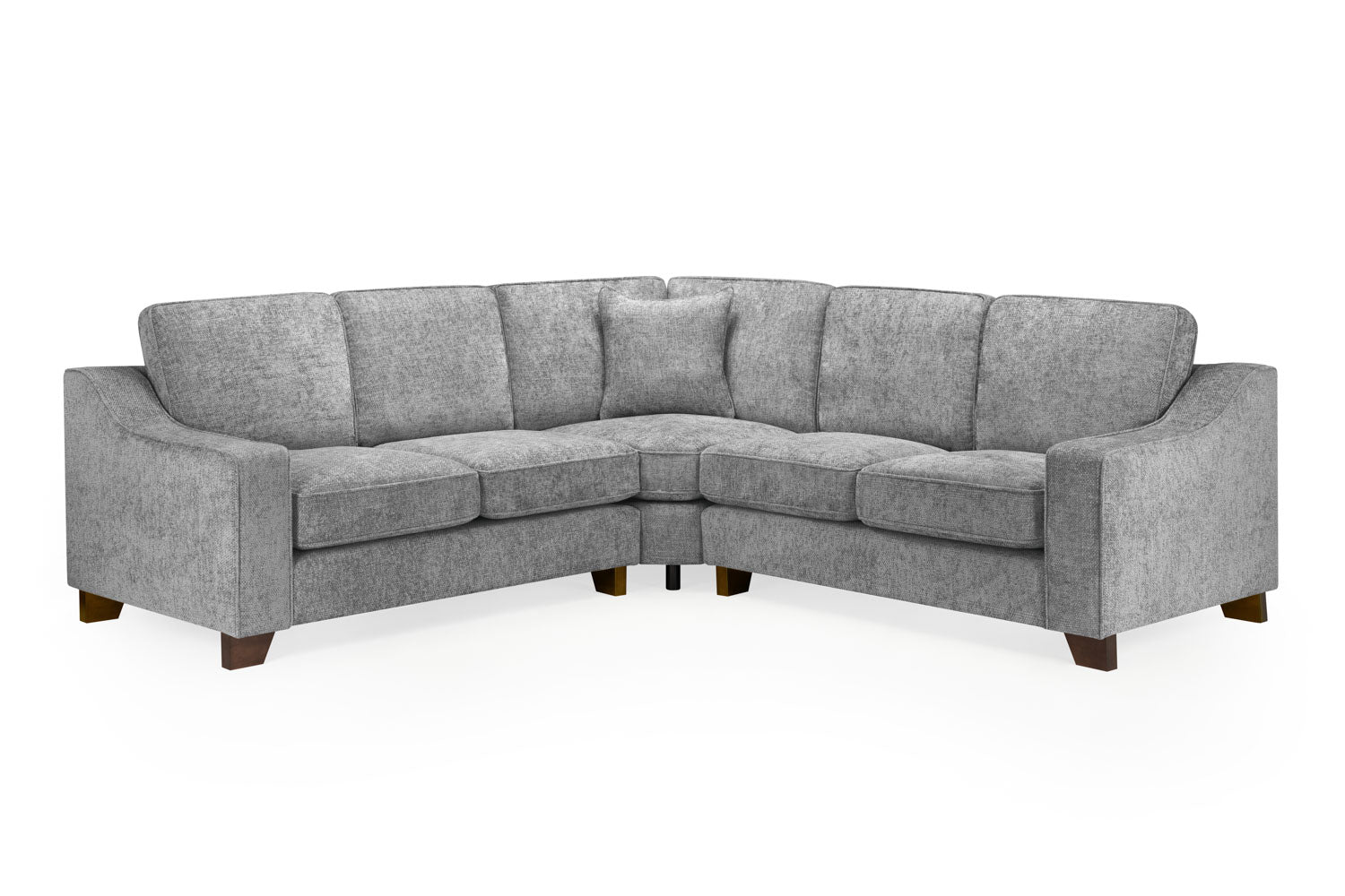 Nebraska Slate Large Corner Sofa: Plush Fabric Comfort, Solid Wood Feet