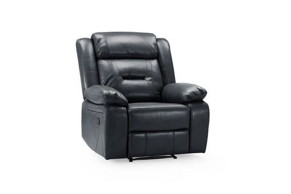 Novie Premium Black Faux Leather Manual Recliner Armchair for Ultimate Comfort
