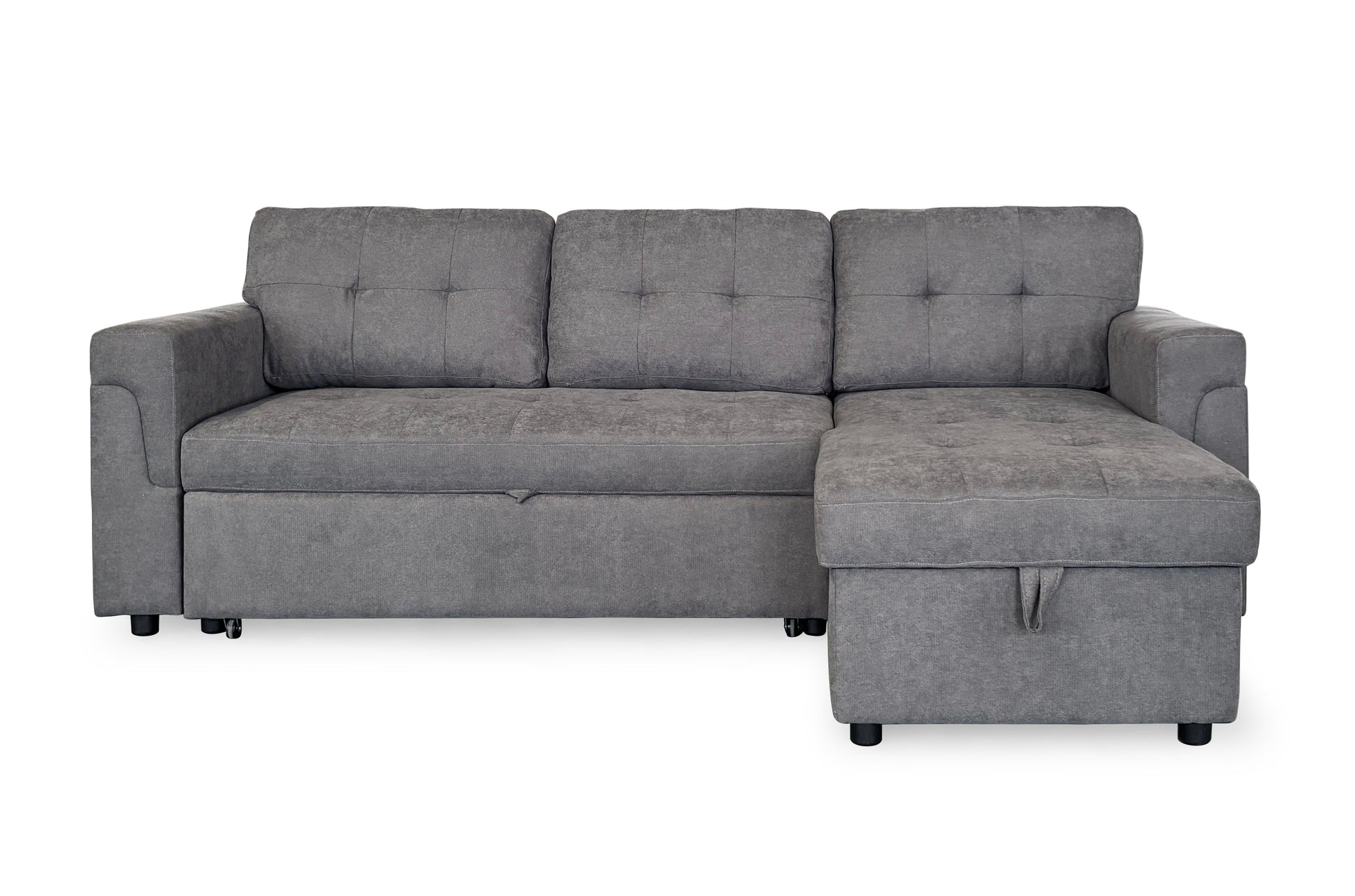 Omniya Grey Universal Corner Sofa Bed: Storage, Reversible Chaise, Plush Fabric