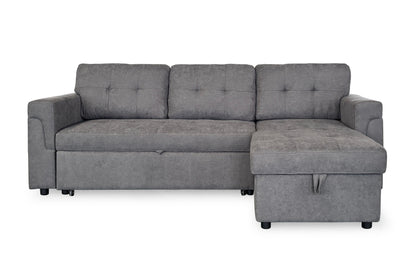 Omniya Grey Universal Corner Sofa Bed: Storage, Reversible Chaise, Plush Fabric