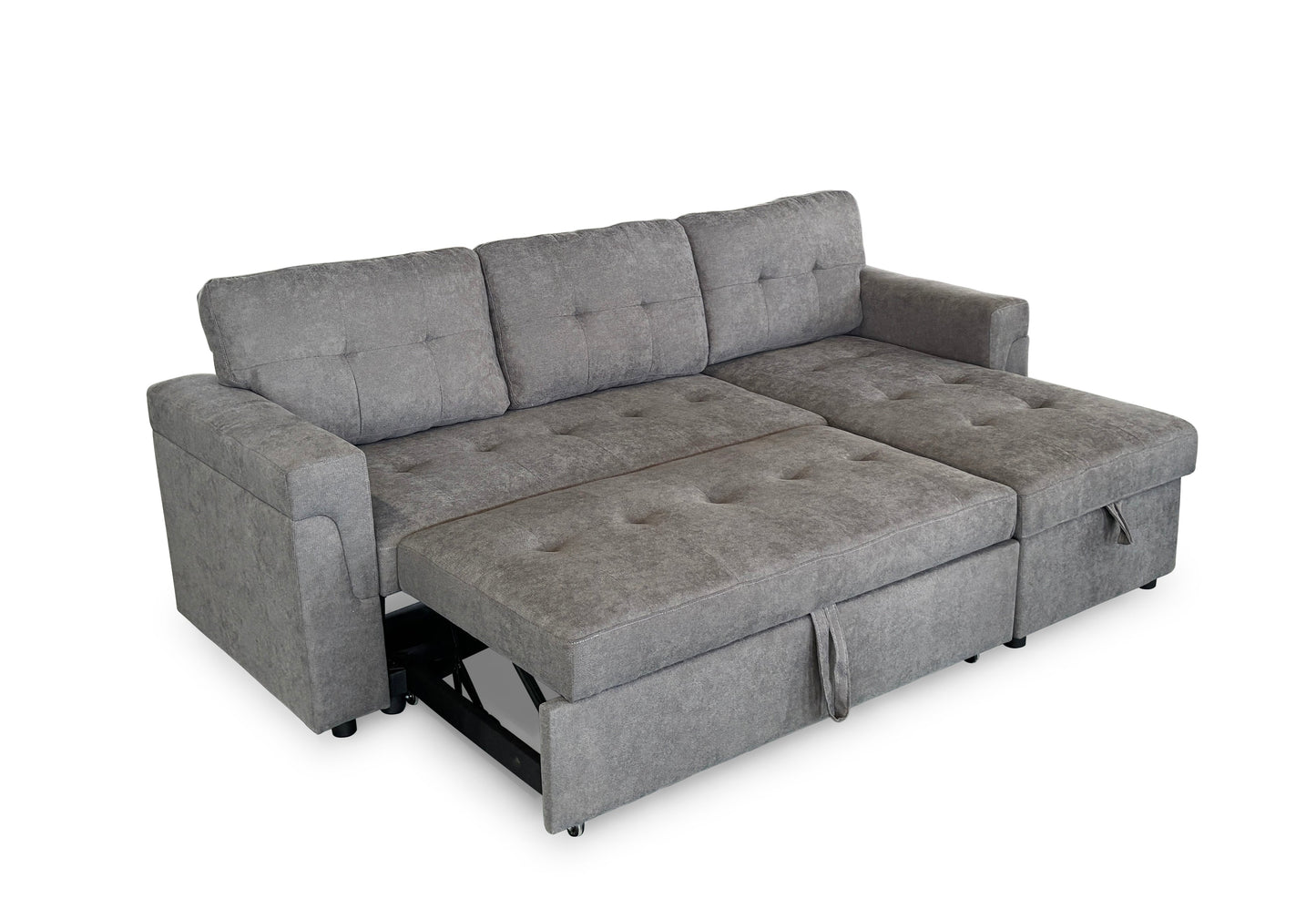 Omniya Grey Universal Corner Sofa Bed: Storage, Reversible Chaise, Plush Fabric