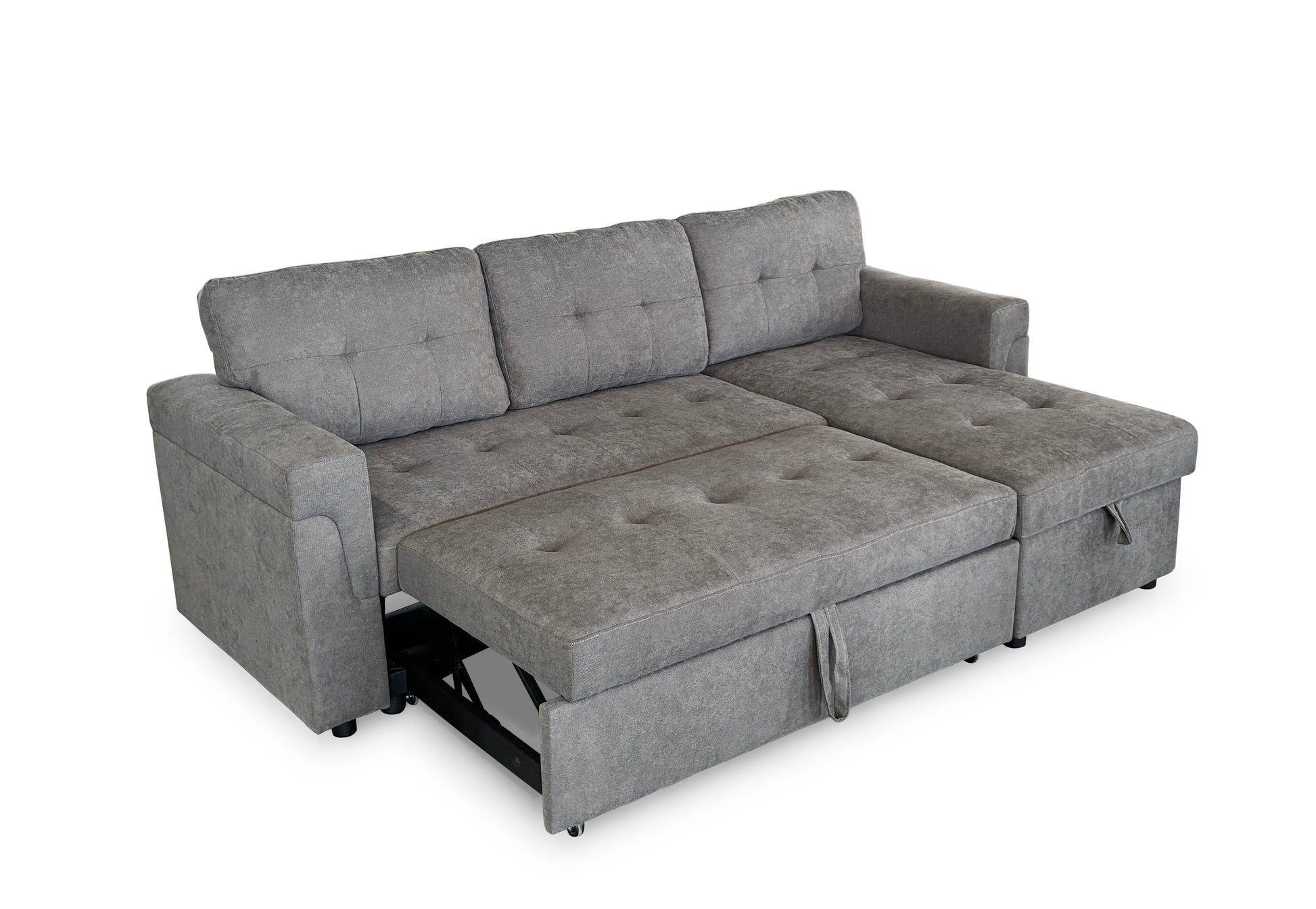 Omniya Grey Universal Corner Sofa Bed: Storage, Reversible Chaise, Plush Fabric