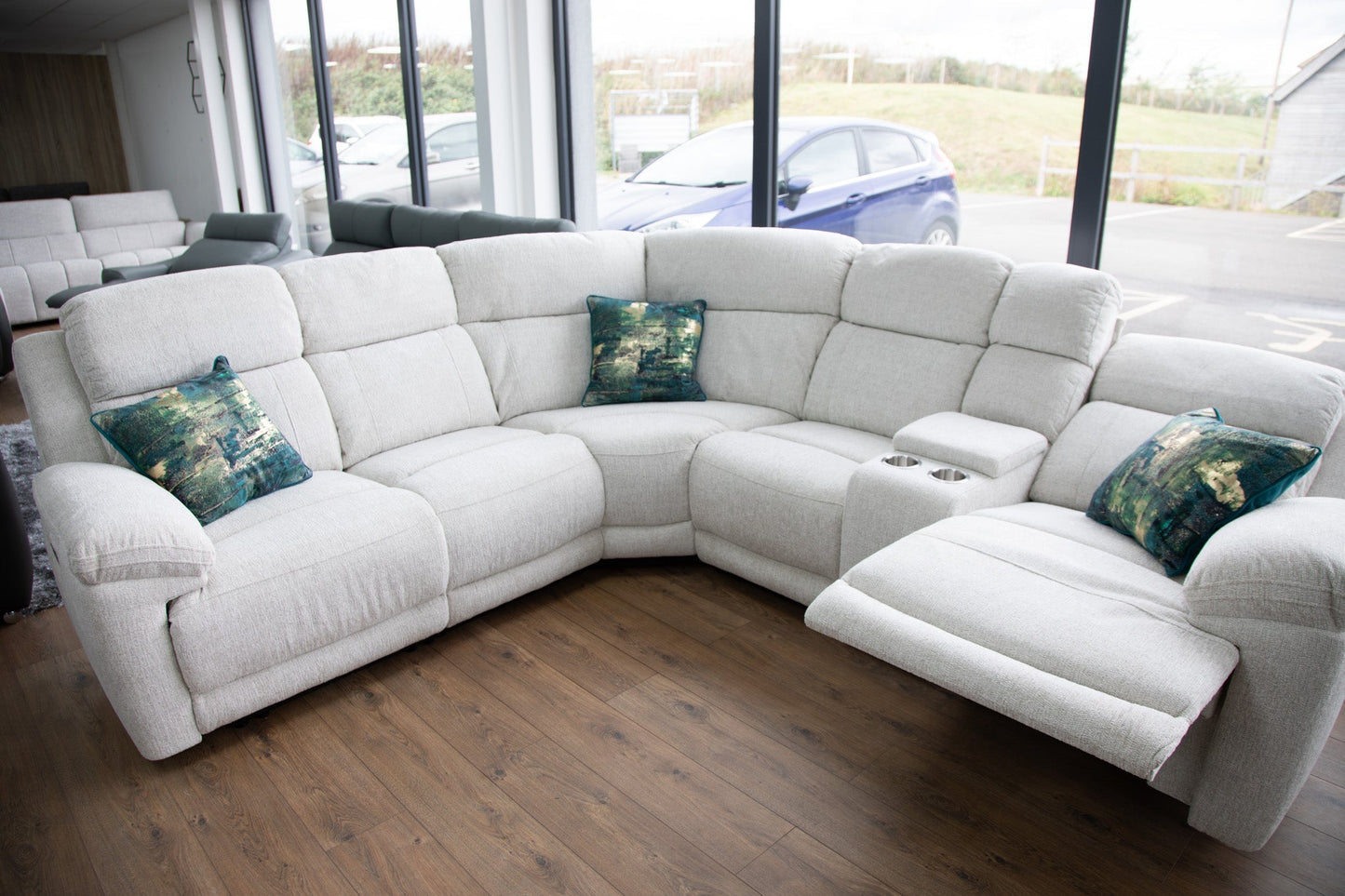 Owen Luxurious Electric Recliner Sofa - Comfortable Beige Large Corner Design