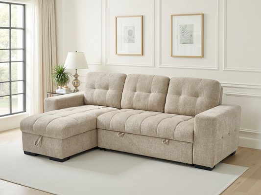 Palermo Universal Beige Corner Sofabed: Stylish, Convertible, Comfortable Living Room Furniture