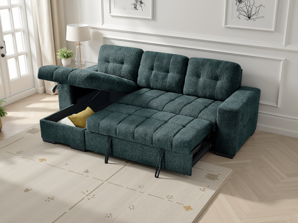 Palermo Universal Blue Corner Sofabed: Stylish, Convertible, Comfortable Lounge Solution