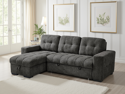 Palermo Universal Grey Corner Sofabed: Stylish, Versatile, Comfortable, Space-Saving Guest Bed