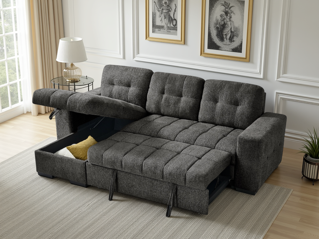 Palermo Universal Grey Corner Sofabed: Stylish, Versatile, Comfortable, Space-Saving Guest Bed