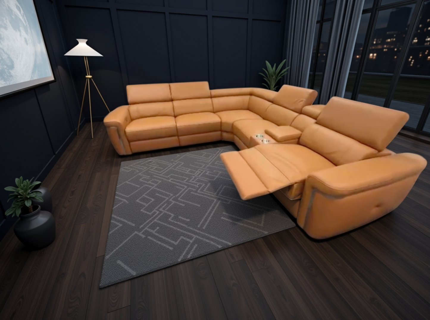 Somerville Electric Recliner Sofa - Luxurious Tan Large Corner Suite