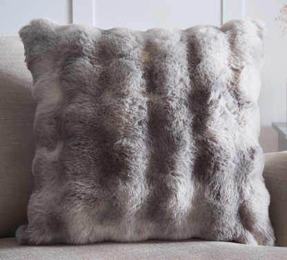 OSLO LUXURY FAUX FUR FILLED CUSHION 55 X 55CM GREY OR TAUPE