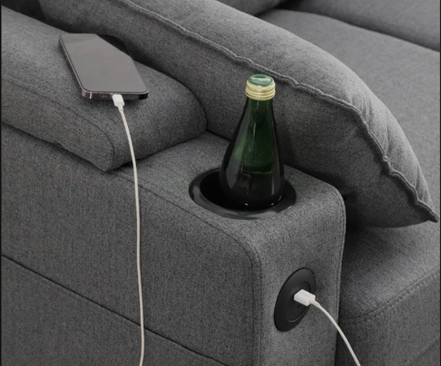 Francesca Corner Sofa Bed with USB, Storage, Cuphoders, Bed and Magazine Pocket