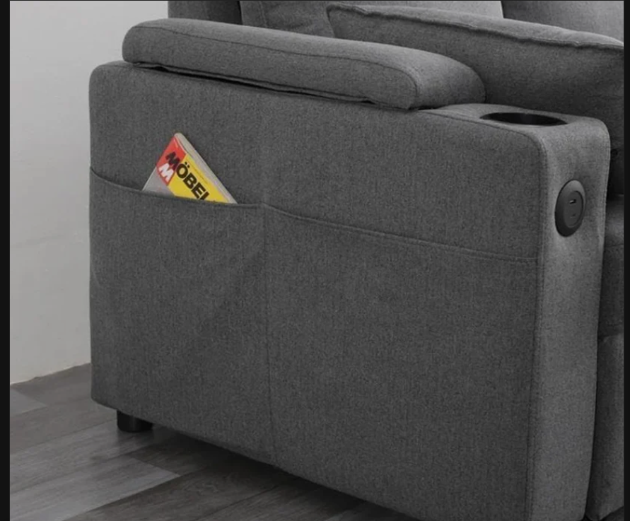 Francesca Corner Sofa Bed with USB, Storage, Cuphoders, Bed and Magazine Pocket