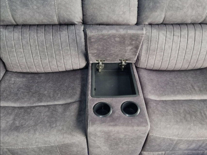 Hannah Electric Corner Sofa Micro Fibre Fabric with Cupholders and Storage