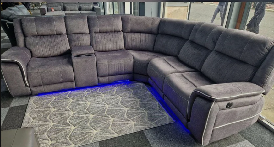 Hannah Electric Corner Sofa Micro Fibre Fabric with Cupholders and Storage