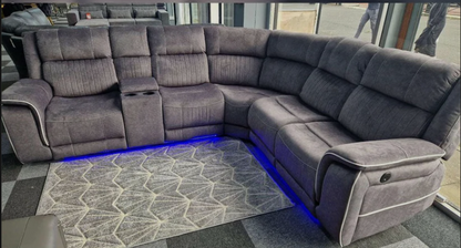 Hannah Electric Corner Sofa Micro Fibre Fabric with Cupholders and Storage