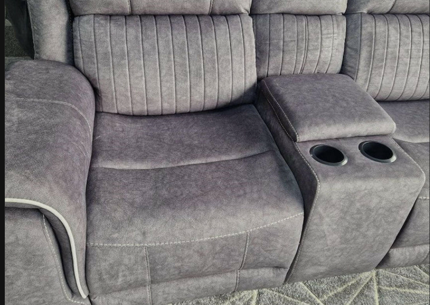 Hannah Electric Corner Sofa Micro Fibre Fabric with Cupholders and Storage