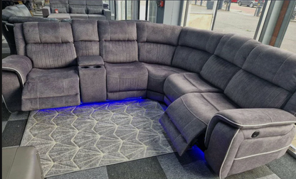 Hannah Electric Corner Sofa Micro Fibre Fabric with Cupholders and Storage