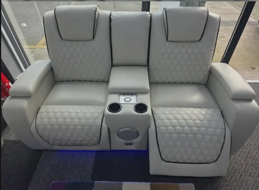 Malaga Leather 2 Seater Electric Recliner Sofa With Cupholders and Speakers