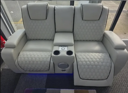 Malaga Leather 2 Seater Electric Recliner Sofa With Cupholders and Speakers