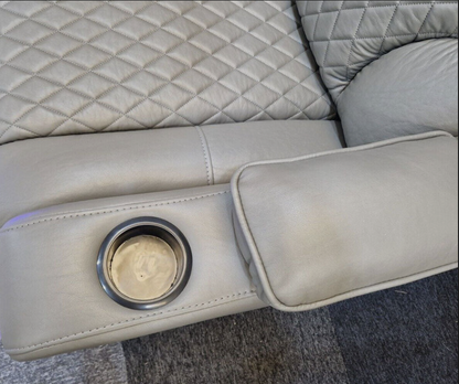 Orlando Electric Recliner 2 Seater Leather Sofa with LED Lights, Wireless Charging and Cupholders