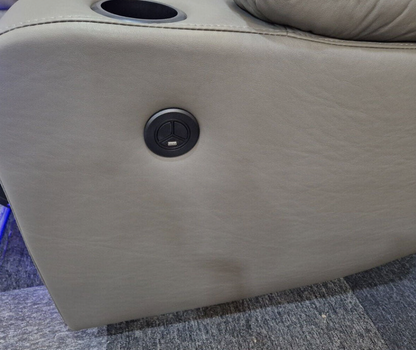 Orlando Electric Recliner 3-Seater Leather Sofa with LED Lights, USB & Wireless Charging
