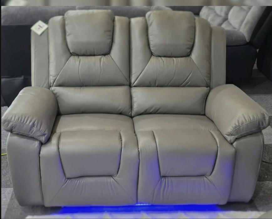 Oxford Leather Electric Recliner Sofa 2 Seater with USB Charging Ports and LED Lights