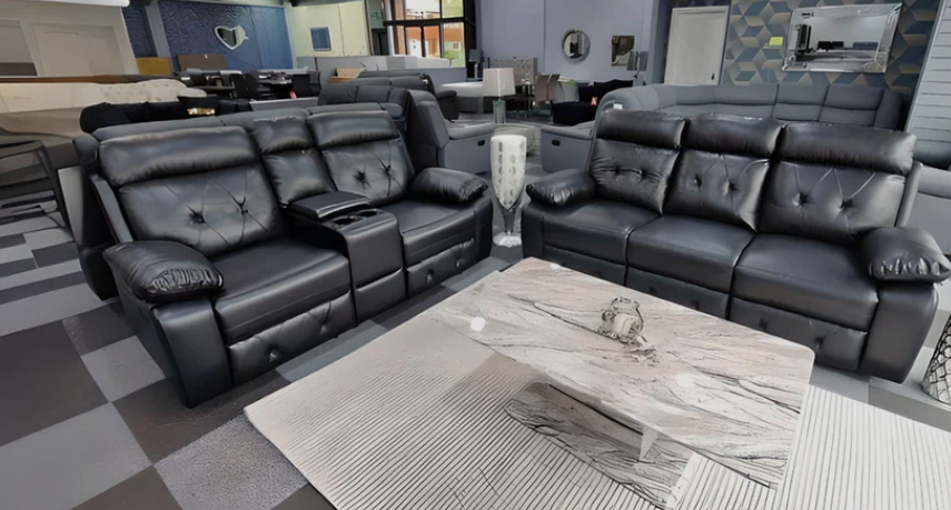 Parada Leather Recliner Sofa 3+2 Seater with Cup Holders & Built-In Storage