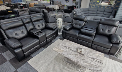 Parada Leather Recliner Sofa 3+2 Seater with Cup Holders & Built-In Storage
