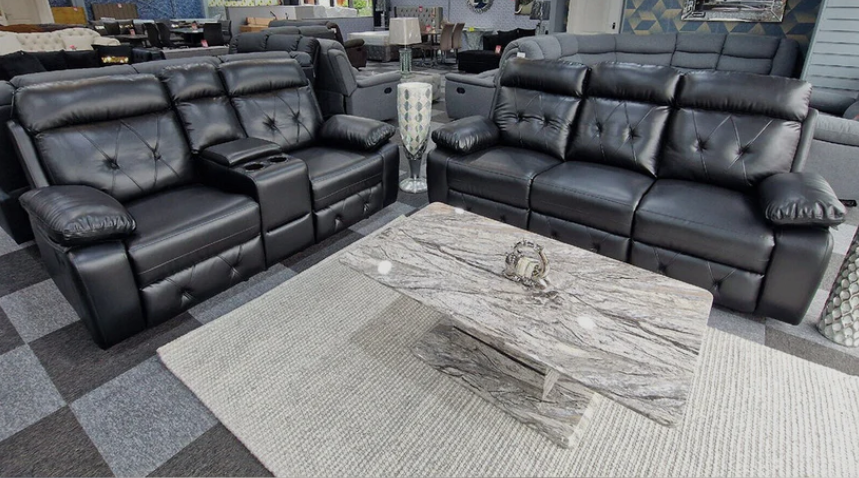 Parada Leather Recliner Sofa 3+2 Seater with Cup Holders & Built-In Storage