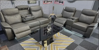 Parada Leather Electric Recliner Sofa 3+2 Seater with Bluetooth, USB, C-Type, LED Lighting and Cooling Cup Holders
