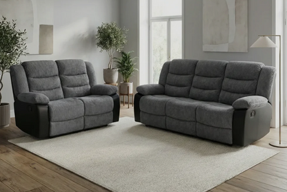 Rio Jumbo cord 3+2 recliner in black and grey