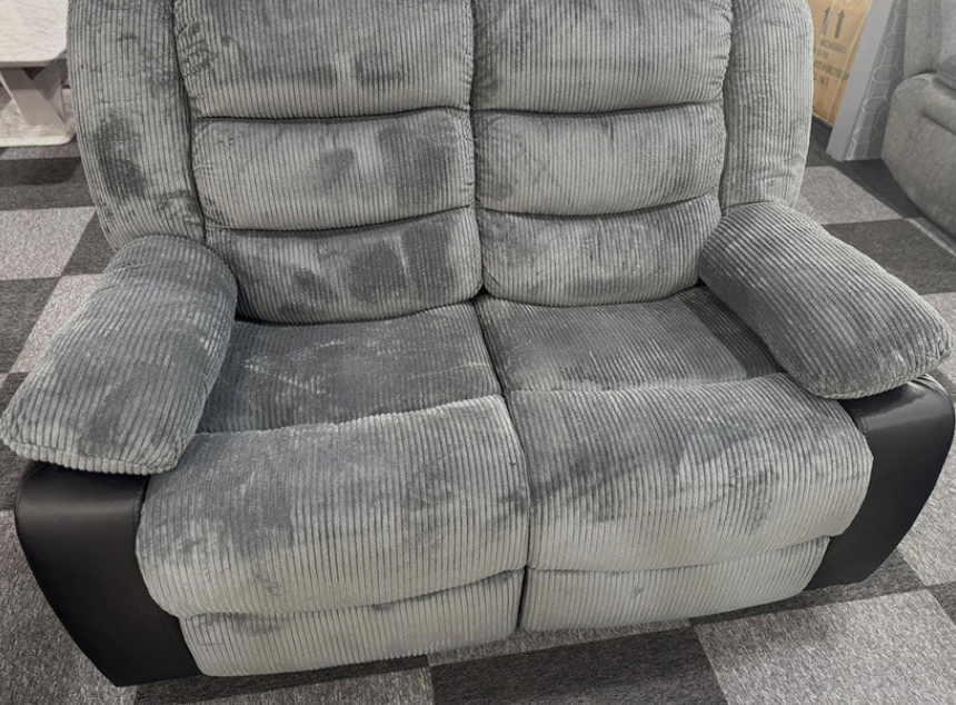 Rio Jumbo Cord 2 Seater Recliner in black and grey