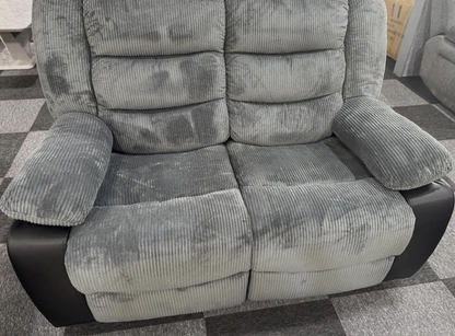 Rio Jumbo Cord 2 Seater Recliner in black and grey