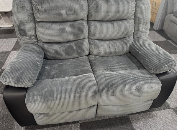 Rio Jumbo Cord 2 Seater Recliner in black and grey