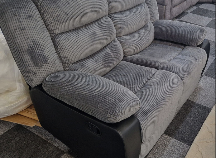 Rio Jumbo cord 3+2 recliner in black and grey