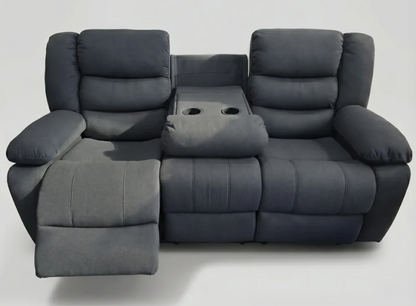 Roma Fabric Reclining 3 Seater Sofa with Cup Holders