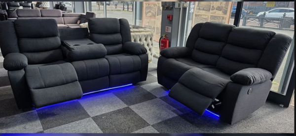 Roma Fabric Electric Recliner Sofa 3+2-Seater With USB Ports, LED Lights and Cup Holder