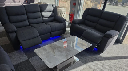 Roma Fabric Electric Recliner Sofa 3+2-Seater With USB Ports, LED Lights and Cup Holder