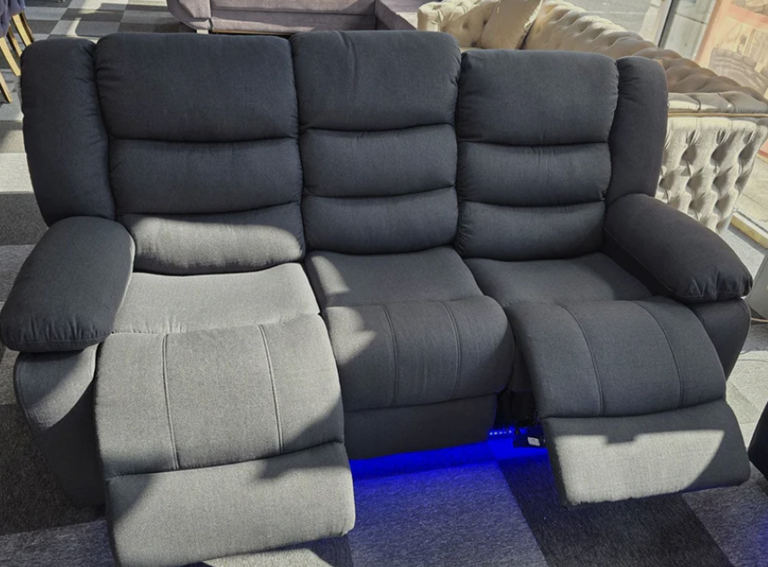 Roma Fabric Electric Recliner Sofa 3+2-Seater With USB Ports, LED Lights and Cup Holder