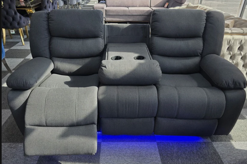 Roma Fabric Electric Recliner Sofa 3+2-Seater With USB Ports, LED Lights and Cup Holder